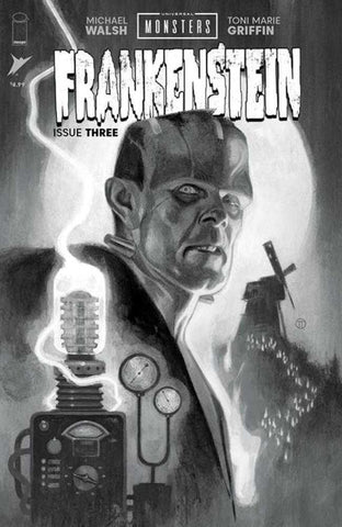 Universal Monsters Frankenstein #3 (Of 4) Cover D 1 in 25 Julian Totino Tedesco Classic Horror Black & White Variant