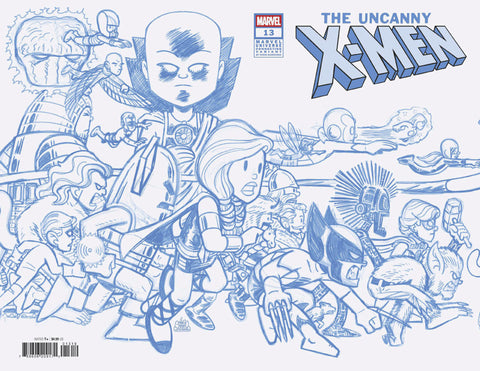 Uncanny X-Men #13 Chris Giarrusso Marvel Universe Connecting Blue Line Sketch Wrap Variant N